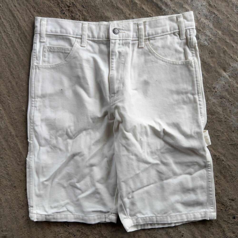 DICKIES CARPENTER SHORTS WHITE PAINTER STYLE BAGGY MENS 30 SUMMER LOOSE - Picture 2 of 7